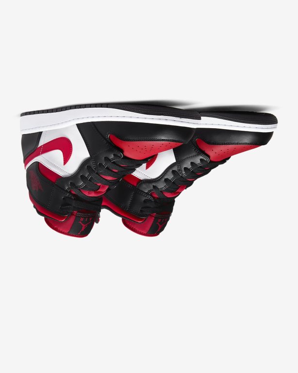 Nike Air 1 Mid Cut Kadın Ayakkabı Black/White/Red | WDQAL6947